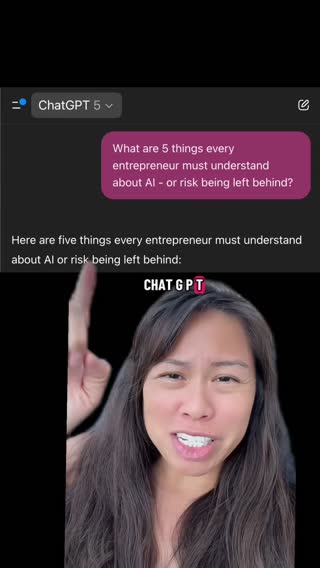 5 things EVERY entrepreneur must understand about AI in order to not fall behind competitors. I can’t overstate how important it is for leadership to have a practical hands-on understanding of AI capabilities and most importantly what it CANNOT do.  #ai #chatgpt #entrepreneur #smallbusinessowner #sabrinaramonov 