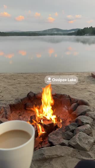 The best kind of morning consist of coffee, a fire and some lake fog!!  8/29/25 #newengland  #mountains #lake #tiktok #fyp 