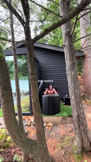 Cold plunging at the cottage hits different! #coldture #coldplungechallenge #coldplunging #icebath #ice 