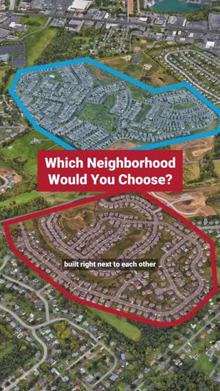 This type of development is called "new urbanism" and it was built with a focus on walkability, community, and connectivity. 📍Walden, Mechanicsburg, PA #urbandesign #urbanplanning #suburbs