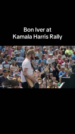 Bon Iver performed "The Battle Cry of Freedom" at a rally for Kamala Harris in Eau Claire, Wisconsin on Wednesday, August 7th. #boniver #eauclaire #eauclairewi #kamalaharris