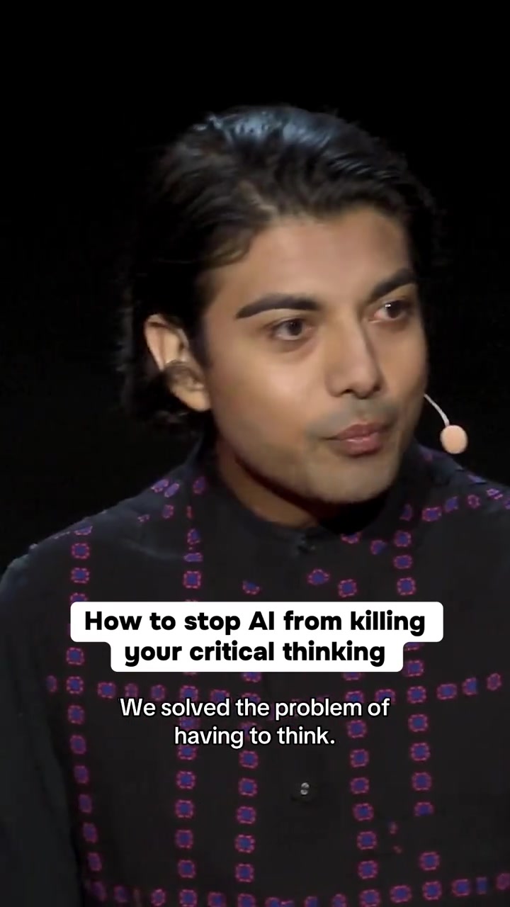 When you outsource your reasoning to artificial intelligence you reduce yourself to a middle manager of your own thoughts says AI and design researcher Advait Sarkar In his TED Talk he examines mental tradeoffs of using AI at work and introduces a different kind of tool that encourages critical thinking nudges reflection and might actually help you get smarter Visit the in our to learn more AI TEDTalk