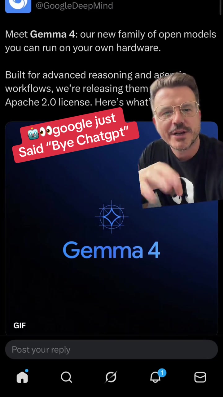 hey you know those insanely powerful AI brains that usually live in giant data centers owned by billion dollar companies yeah you can now run them yourself Thats Gemma 4 by Google googlegemini greenscreen