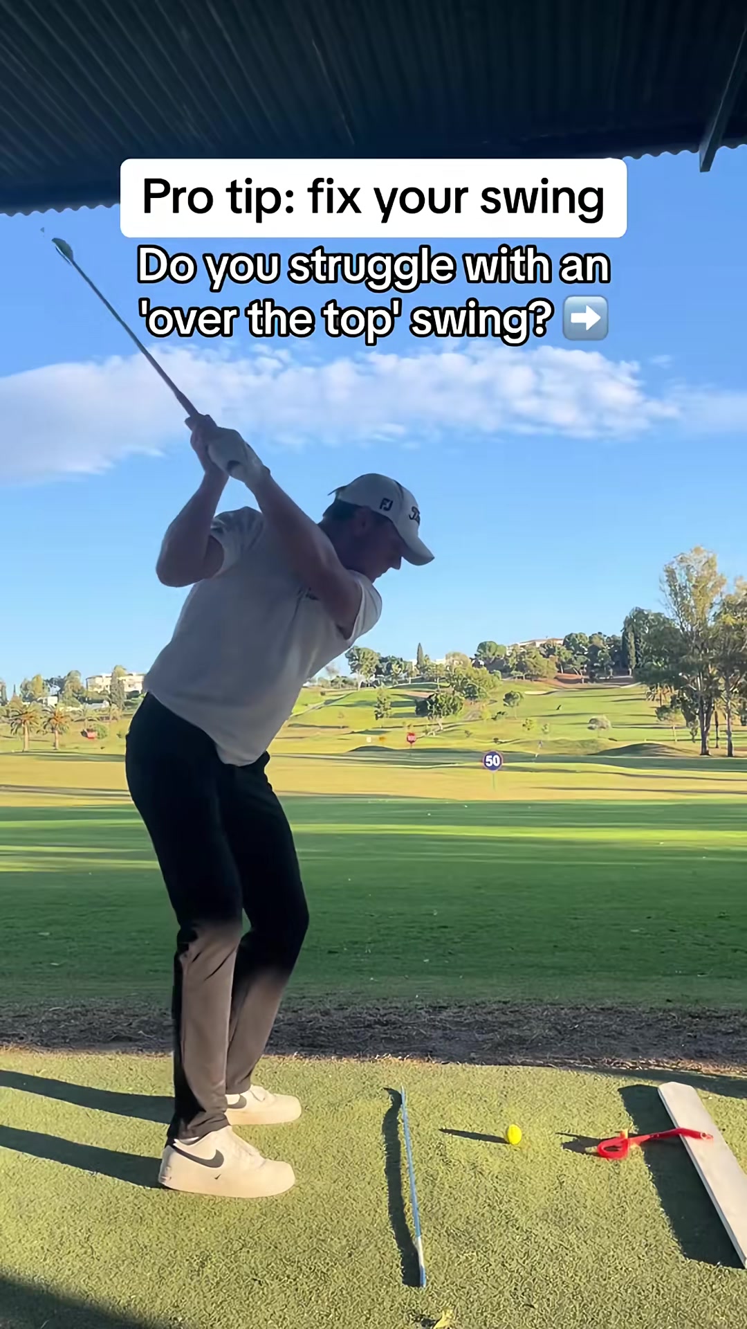 A simple feel to fix your over the top swingpath!  #golf #golfswing #progolf #golftips 