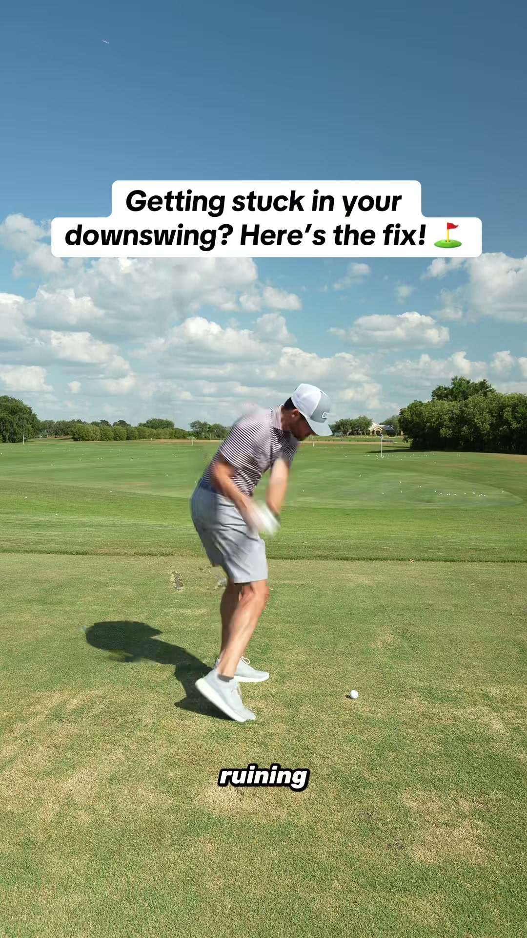 This drill will get you un-stuck 🤝⛳️ Thread an alignment stick through your front belt loops. Practice making swing keeping your hips back and allowing your arms to come down without hitting the stick.  Give this one a try and let me know how it goes! 🤙 Code GOLFGRIND20 for 20% off @STITCH GOLF  #golftok #golfer #golf #golfswing #golfcoach #golfday #golfing #golftiktok 