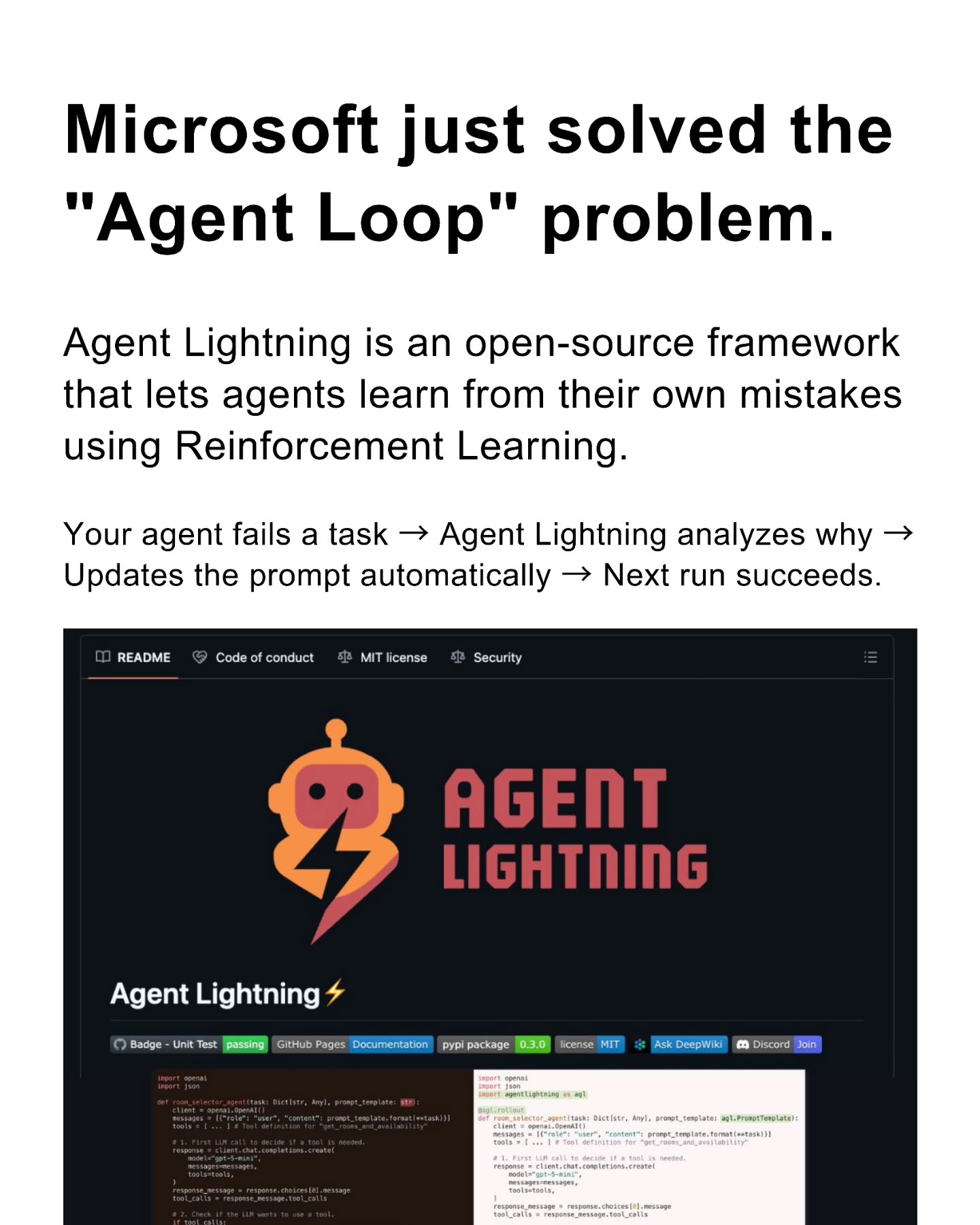 100% Opensource.

Repo:
github. com/microsoft/agent-lightning