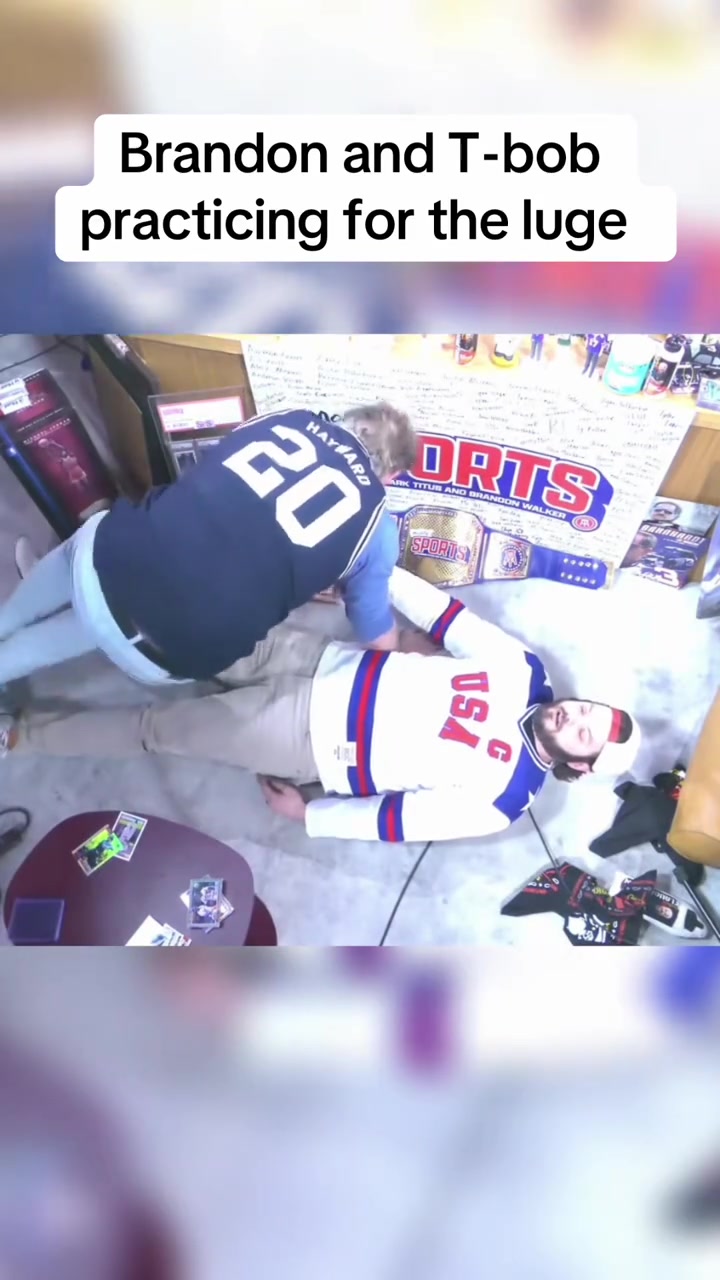 Brandon and Tbob tried the two man luge position during Mostly Sports