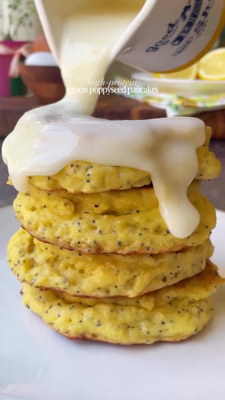 high-protein, greek yogurt (or cottage cheese) lemon poppyseed pancakes are the perfect breakfast for Mother’s Day, or any morning! 🥞 grab the recipe below 👇 

Ingredients 
1 cup flour 
2 teaspoons baking powder 
1 cup Greek yogurt or cottage cheese 
2 eggs 
2 tablespoons butter, plus more for skillet 
1 teaspoon vanilla
1 lemon, zested and juiced, roughly 3 tablespoons 
2 teaspoons poppyseeds 
Lemon Glaze 
1/2 cup powdered sugar 
1-2 tablespoons milk 
Lemon zest 

Butter for skillet & serving

Directions 
1. Mix dry ingredients in a large bowl- flour & baking powder. 
2. Blend Greek yogurt (cottage cheese), eggs, butter, vanilla and lemon juice & zest. 
3. Pour wet into dry, mix, then add in poppyseeds. Batter will be thick. 
4. Measure roughly 1/4 cup batter into a buttered & low heated skillet. Flip when bottom is browned and bubbles are forming in batter (because they are thicker than normal pancakes, i cook mine for roughly 3-4 minutes). Once flipped, gently press down, just a little & cook for an additional 3-4 minutes, or until fully cooked. Adjust heat accordingly. 
6. For the glaze, mix together powdered sugar, milk & zest. 🍋
