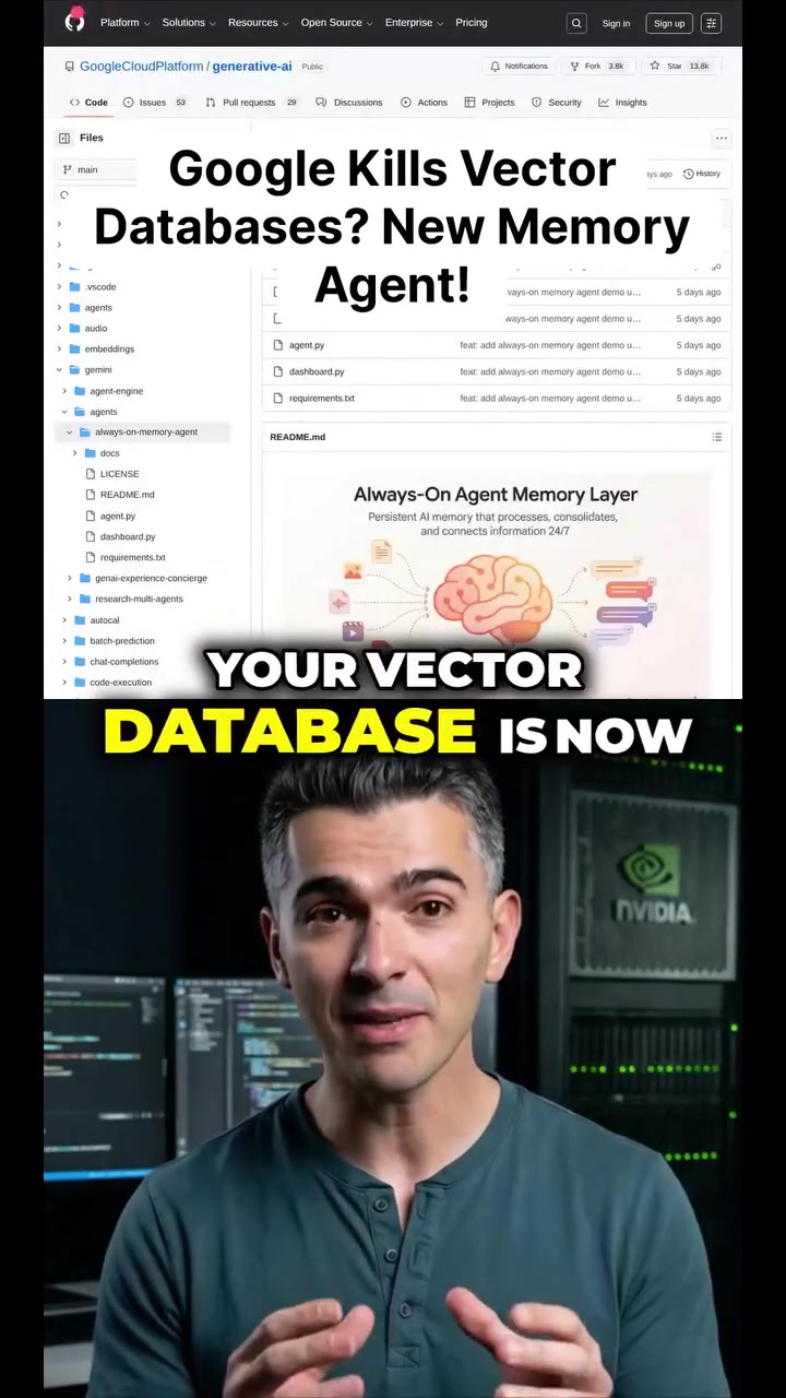 Vector Databases might be on their way out... 🤯 Google's new open-source agent is a potential game-changer. Stop paying the Incompetence Tax for complex infrastructure when open-source provides a better way. 👉 Follow me and comment 'AGENT' and I'll DM you the link to the code. #ai #tech #coding #vectordatabase #opensource #juxhinr #fyp