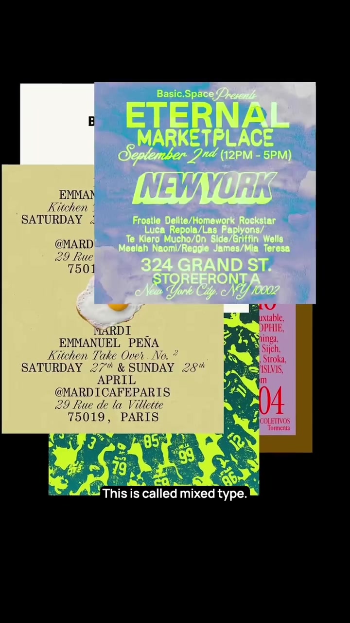 Design trend I am loving Mixed Type In the early days of print it was common to see an array of four five even six different fonts in one design 19th century ephemera can be total typographic overload in the best way Then design standards shifted and best practices moved toward simplicity One or two carefully paired typefaces for cohesion and you better not stretch or warp that text box And now Some of the most interesting pieces of modern design are using all kinds of different typefaces fonts styles and approaches in a single design A beautiful type of chaos