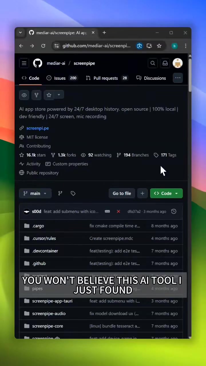 Today's github repo:Screenpipe #github #computer #programmer #fyp 