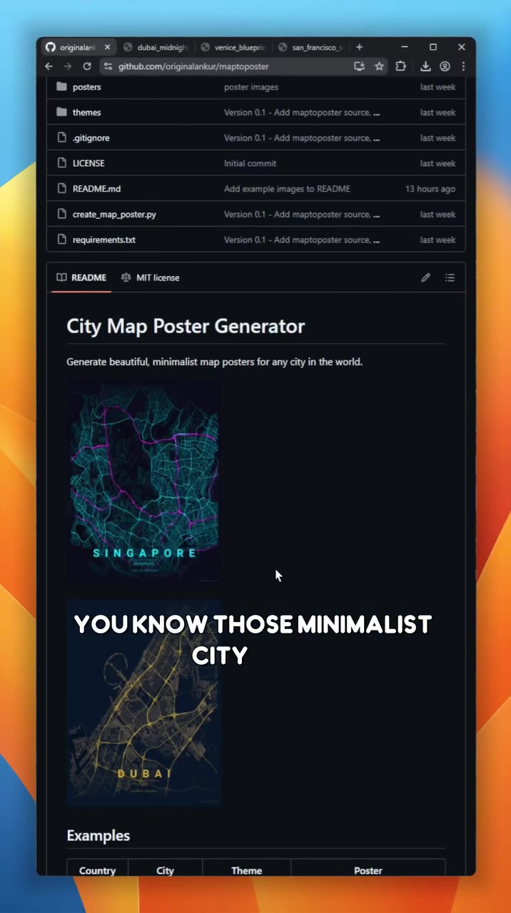 You know those minimalist city maps you see all over Pinterest and Etsy for like 50 bucks? This tool lets you design the exact same thing. You just type in any location—New York, London, your tiny hometown—and it renders the street grid. You can customize the colors, change the layout, and it automatically adds the stylish text and coordinates at the bottom. Once you love it, you just export the high-res file and print it yourself. 

https://github.com/originalankur/maptoposter

#github #opensource