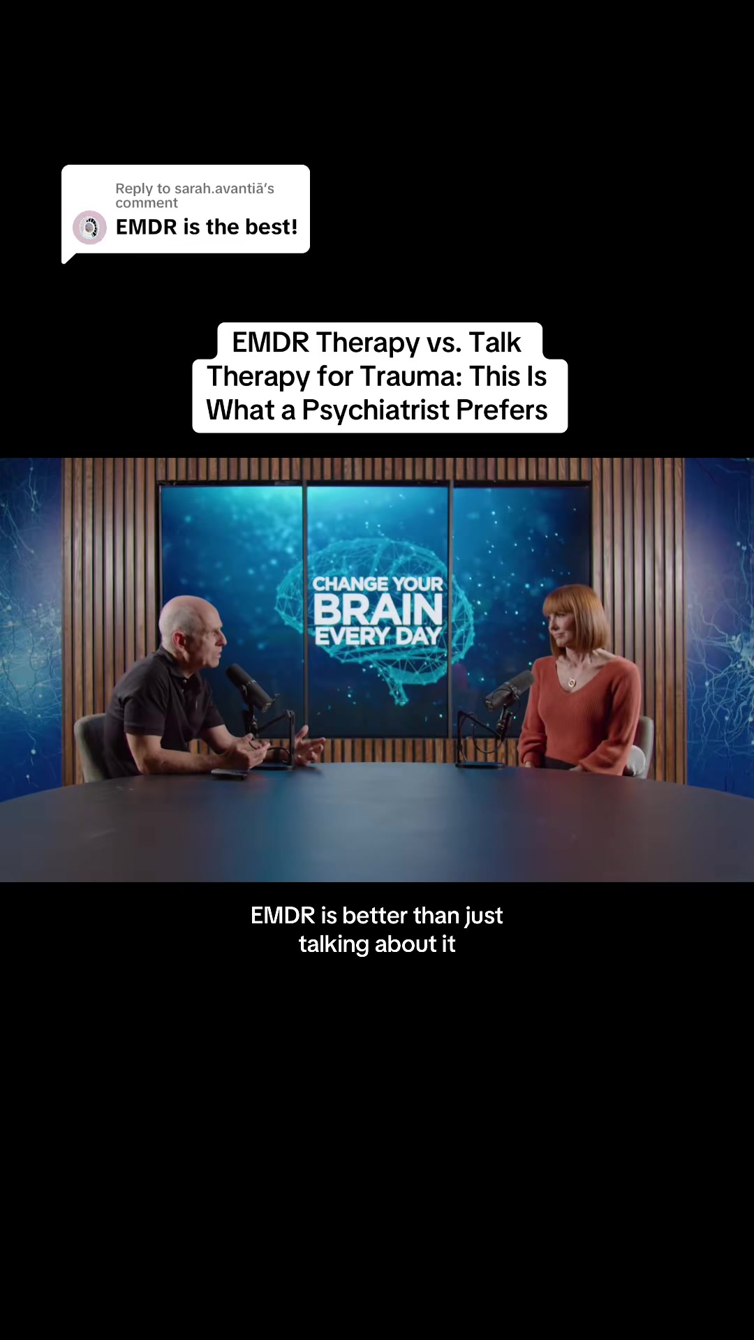 Replying to @sarah.avantiā EMDR Therapy vs. Traditional Talk Therapy for past emotional trauma. Full podcast episode search Change Your Brain Every Day Podcast on ITunes or Spotify #fyp #foryou 