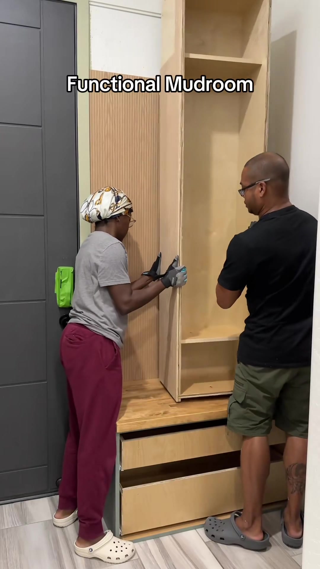 Adding these cabinets and shoe bench gave us so much more storage 😍! ...