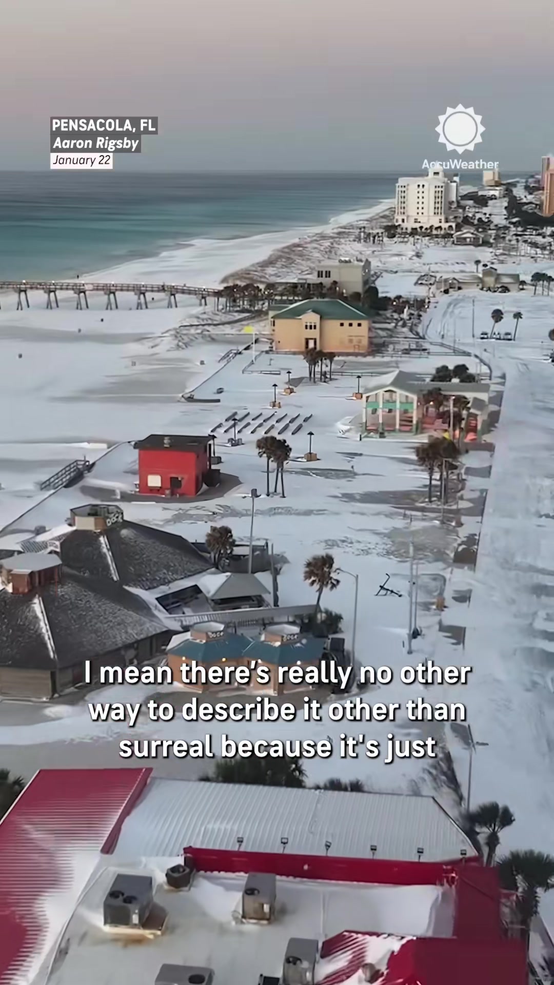 Pensacola, Florida, became an unlikely winter wonderland and shattere...