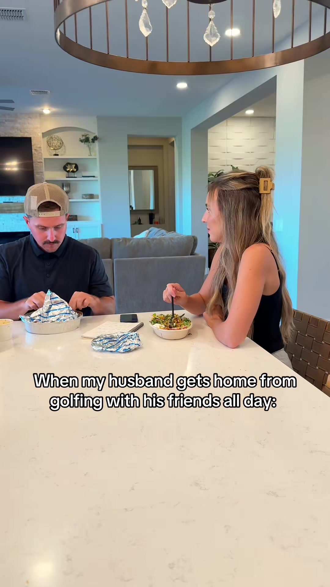 The lack of detail is unbelievable…😂  #husbandwife #coupleshumor #golfing #marriedlife 