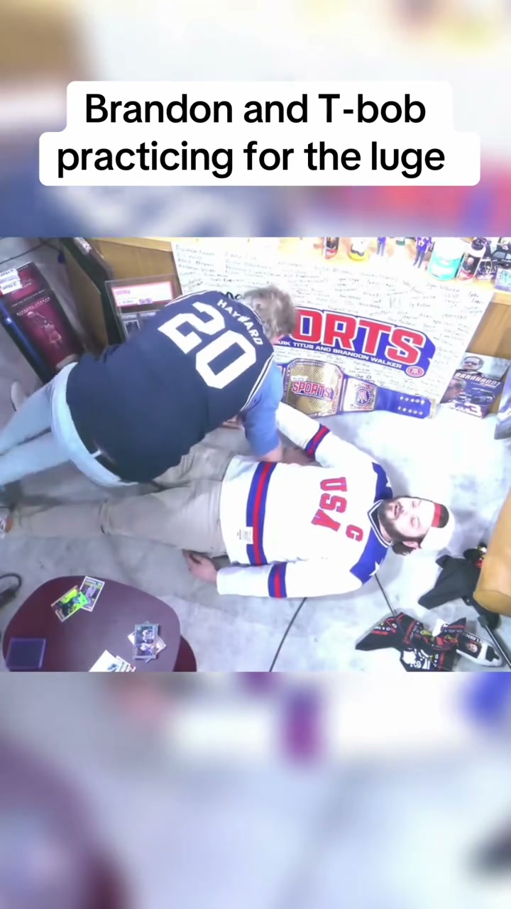 Brandon and Tbob tried the two man luge position during Mostly Sports