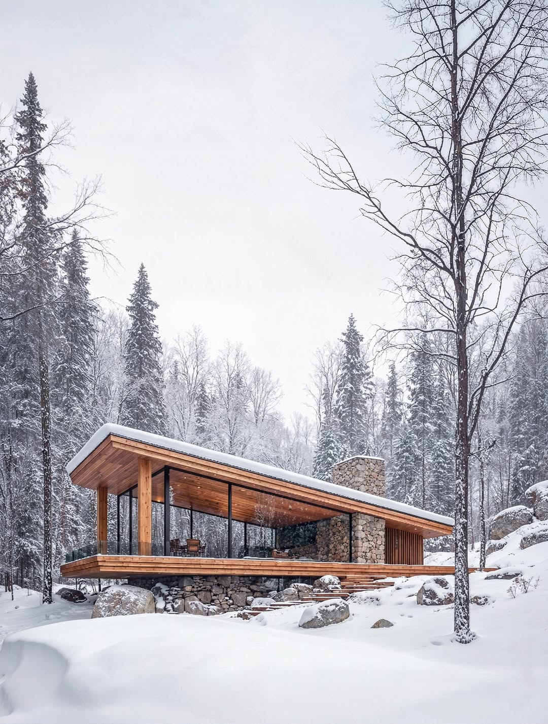 DESIGNED TO SLOW TIME

A quiet structure in a loud landscape.
Timber stretched low, stone holding the ground, glass dissolving the edge between inside and winter. Everything moves slower here light, heat, thought.
Not a retreat to escape the world, but one that asks you to arrive fully.

It’s the kind of place where days stretch without effort, and doing nothing feels intentional.

Could you imagine disappearing here for a while?

These are pure concepts and ai generated images testing the limits of contrast, texture, and emotion — before ever touching the real world.

Follow @matitectura for more!

Genrated by  @matitectura using Midjourney and Nano Banana from Gemini

#architecture #concept #aiart