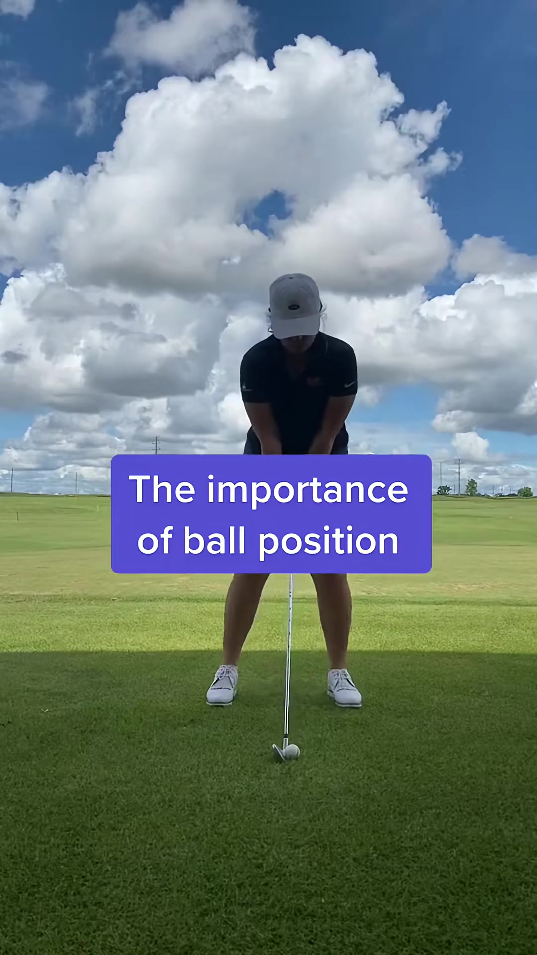 Ball position can make a huge change in your desired shot and ball flight. Make sure your ball position is correct for the shot you are trying to hit.  Forward: can increase launch angle, move path left and cause thin strikes  Back: can decrease launch angle, move path right and is great for punch shots  Pay attention to your set up and keep it repeatable  #golf #golfer #golfing #golftips #golfgirls #golfreels #golfreel #lpga #pga #golftips #golftip #golfdrills #tigerwoods #golfswing #golfaddict 