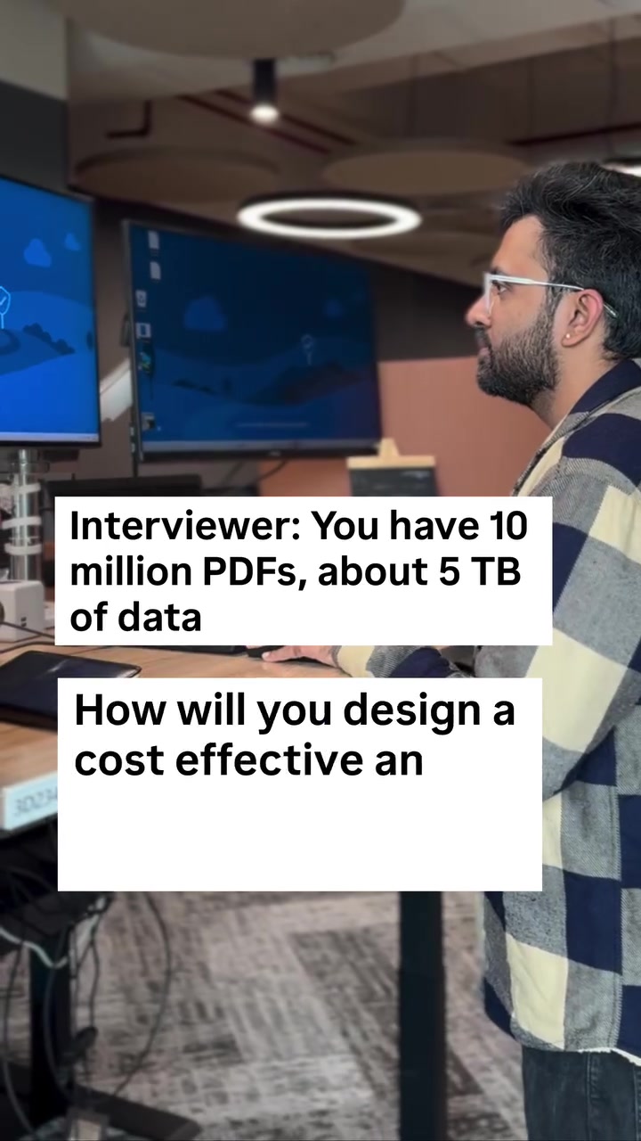 Here’s the production-grade way to think about it 👇

The Ingestion Illusion
Embedding 10M PDFs upfront is pure waste
Most documents are never queried
Instead:
→ Fingerprint PDFs → dedupe 30–40% instantly
→ Chunk semantically, not by fixed tokens
→ Embed on access, not on arrival

Payoff: 5 TB shrinks to ~3 TB. Embedding bill drops 60%

The Vector Tax
Vector search is expensive when it’s your first filter
Cosine similarity shouldn’t touch cold data
Instead:
→ Keyword + metadata filter first
→ Narrow to top 1–5% corpus
→ Run vectors only on survivors

Payoff: P95 latency improves 4–6×

The Retrieval Funnel
One retriever is brittle at this scale
Instead:
→ BM25 for recall → vectors for relevance
→ Rerank top 50, not top 5,000
→ Cache query embeddings aggressively

Payoff: Recall stays high. Cost stays flat.

The Context Budget Trap
More context ≠ better answers
It’s noise inflation
Instead:
→ Compress chunks with summaries
→ Enforce hard token caps
→ Track answer attribution coverage

Payoff: Token usage drops 70%. Accuracy goes up.

Reframe: RAG is a retrieval system, not an embedding project.

🔖 Save this for your next RAG system design interview
💬 Comment “RAG” if you are also building a real-world architecture
➕ Follow for production-grade system design, not toy demos