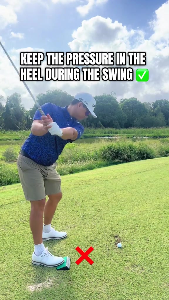 This training aid is called the foot wedge helps with early extension stability in the lower body simple and effective tool you can buy it on Amazon Part 196 golf golfdrills swingtips golftips golfcoach