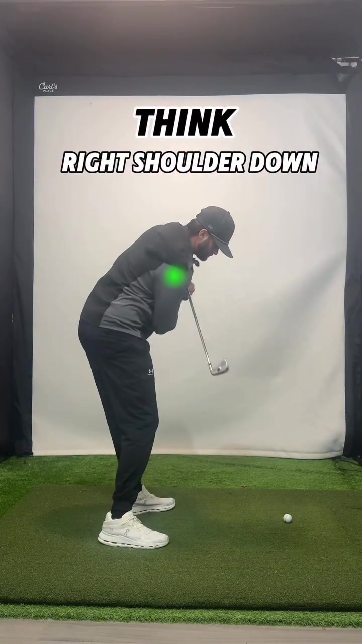 Think “Trail Shoulder Down To The Ball” For Proper Spine Angle through impact ⛳️ 

If you struggle with getting stuck from the inside or coming over the top, this drill is money.

Place a club across your chest like a hockey stick and let it stick out longer on the trail side.

As you start down:
	•	Feel the clubface matching the ball
	•	Move into your trail-side crunch
	•	Let the trail shoulder work down and under, not spin up and open

❌ Spinning your shoulders early keeps the trail shoulder high and sends you over the top
✅ Proper rotation keeps the club in front of your body and the path neutral

This drill teaches:
• Better sequencing
• Proper shoulder pitch
• A face-to-path match that holds up under speed