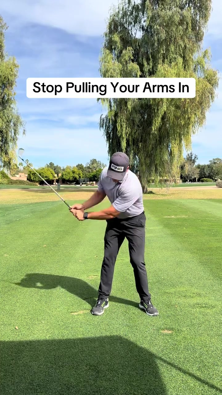 If youre looking to add more width to the swing here is a great feel by pulling the towel tight in backswing have the right hand pull it back and downswing left hand pulling down to create tension keeping the arms away from the body The right arm collapsing too much loses the width in the swing as demonstrated at the beginning If your swing feels cramped I help golfers fix this through online coaching DM me WIDTH golftip golfinstruction golfislife golfdrills golfswing