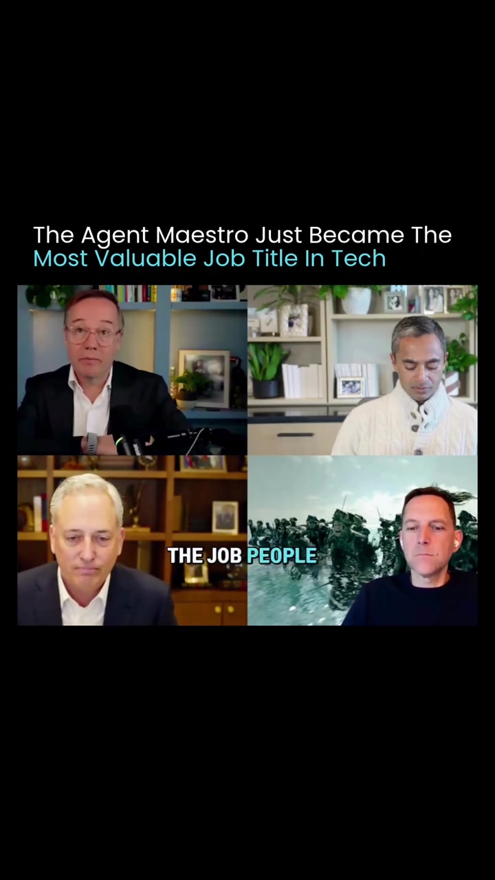 The Agent Maestro Just Became The Job Title That Actually Matters In 2026 Jason Calacanis And Chamath Palihapitiya Explained On AllIn That As AI Transitions To Autonomous Agents The Highest Value Belongs To Those Who Orchestrate Digital Workers This Isnt Coding Ability This Is Process Archaeology Deconstructing Complex Workflows Into Tasks That Specialized AI Agents Can Execute Understanding How Businesses Actually Work At The Process Level The Agent Maestro Conducts A Digital Orchestra Not Managing Humans Managing Agents Understanding Failure Modes Understanding Context Windows Understanding Digital Worker Limitations Like Managers Understand Human Psychology This Makes Sam Altmans Prediction Real One Person Billion Dollar Company A Single Entrepreneur Managing Dozens Of Agents Handling Procurement To Customer Acquisition Zero Human Headcount Pure Digital Workforce The Economics Are Clear Traditional Company Hundreds Of Employees Agent Maestro One Person Directing 50 Agents Same Output One Hundredth The Cost Ninety Nine Percent Profit Margin This Marks The End Of White Collar Entry Level Jobs Data Entry Document Processing Routine Analysis All Obsolete Agents Handle It Better And Cheaper The New Economy Runs On Individual Orchestrators Who Understand Process Architecture Deeply Who Deploy Specialized Agents For Complex Tasks Who Think Like Conductors The Executive Role Gets Redefined Not Eliminated Transformed Tomorrows Executive Manages Digital Workforce Understands Agent Capabilities Like A Conductor Understands Instruments Credit YT allin Follow or You May Never See Us Again AgentOrchestration AIJobs FutureOfWork BusinessAutomation DigitalWorkforce